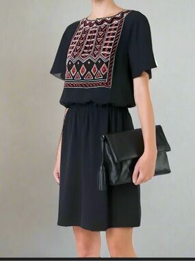 Tory Burch Dress with Gorgeous Embroidered Front, Size 10